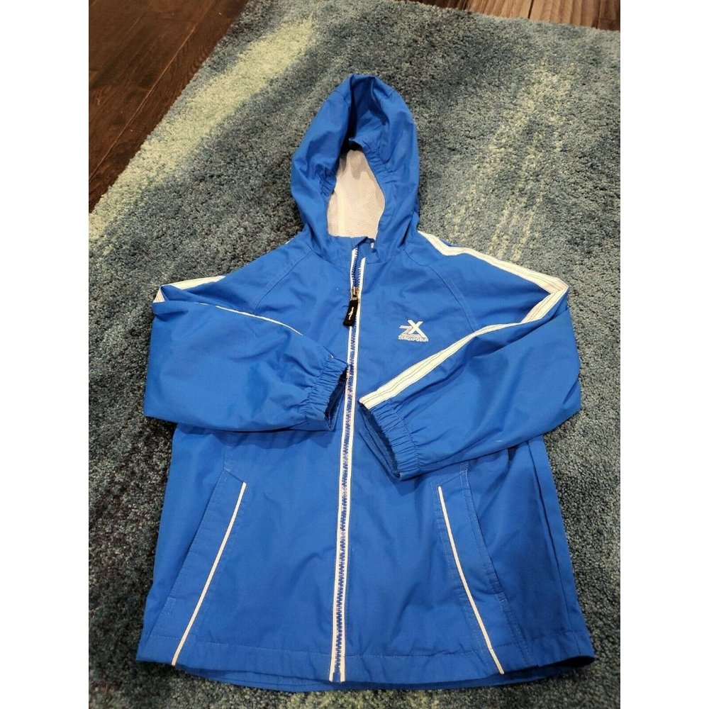 Boys ZeroXposur All Season Jacket Sz Large (7), Navy/Aqua with Pockets/hood